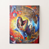 子供のカラフル恐竜 ジグソーパズル (縦)