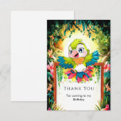 子供のカワイイインコの誕生日 サンキューカード (正面/裏面)