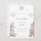 子供のカーニバルサーカス | 女の子の誕生日パーティー 招待状 (正面)