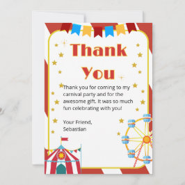 子供のカーニバルパーティーお礼カード サンキューカード