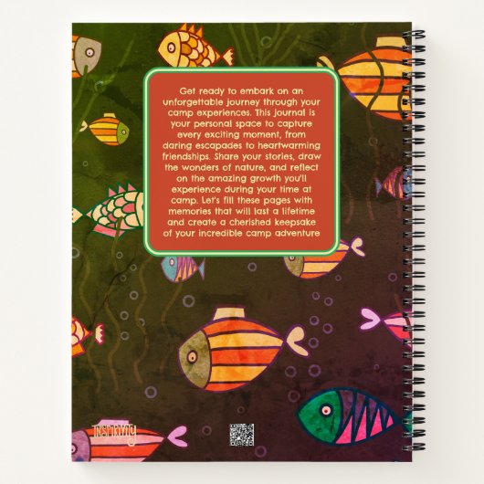 子供のキャンプ フィッシュ ジャーナル カラフル オーダーメイド 楽しい (裏面)