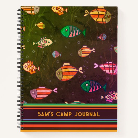 子供のキャンプ フィッシュ ジャーナル カラフル オーダーメイド 楽しい (正面)