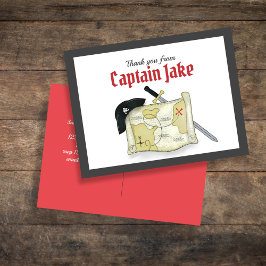 子供のキュートな海賊カスタム感謝カード ポストカード