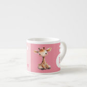 子供のキリンのパーソナライズされた名前ピンク エスプレッソカップ (正面右)