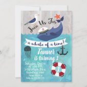 子供のクジラの水彩画の誕生日招待状 招待状 (正面)