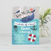 子供のクジラの水彩画の誕生日招待状 招待状 (スタンド正面)