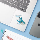 子供のクジラ シール (ノートパソコンとiPhone)