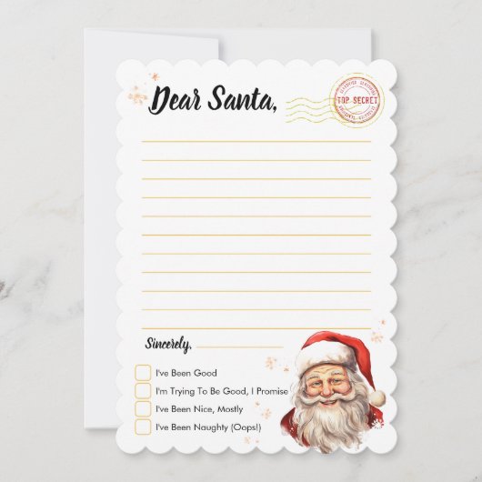 子供のクリスマスのためのサンタクローススケッチ活動への手紙 招待状 (正面)