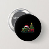 子供のクリスマスのトラクターサンタのXmas農場のトラック 缶バッジ (正面&裏面)