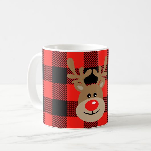子供のクリスマスのマグのパーソナライズなバッファローの格子縞のマグ コーヒーマグカップ (正面左)
