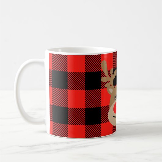子供のクリスマスのマグのパーソナライズなバッファローの格子縞のマグ コーヒーマグカップ (左)