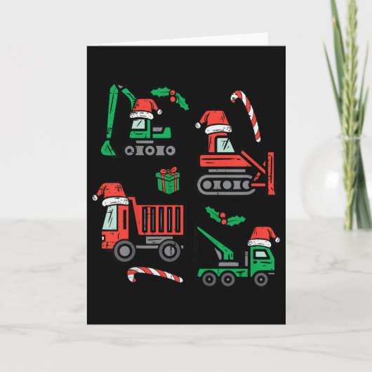 子供のクリスマスの建設車両 トラック クリスマス ブー カード (正面)