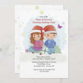 子供のクリスマスの誕生日のパーティの招待状 招待状 (正面/裏面)