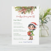 子供のクリスマスエルフの女の子の別れの手紙カード 招待状 (スタンド正面)