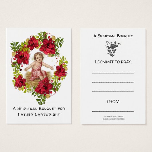 子供のクリスマススピリチュアルブーケ祈りの言葉カード (正面&裏面)