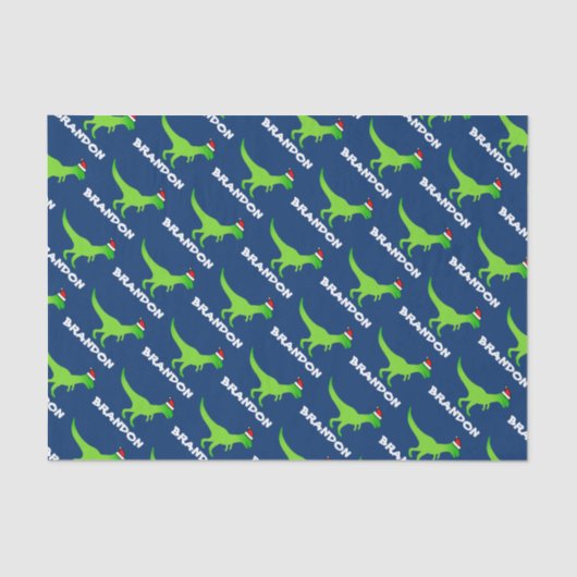 子供のクリスマスティッシュペーパーと恐竜おもしろい 薄葉紙 (正面)