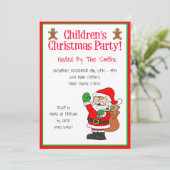 子供のクリスマスパーティーサンタかわいい 招待状 (スタンド正面)