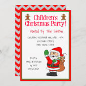 子供のクリスマスパーティーサンタかわいい 招待状 (正面/裏面)