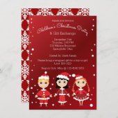 子供のクリスマスパーティー＆プレゼント交換 招待状 (正面/裏面)