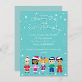 子供のクリスマス会とプレゼント交換 招待状 (正面/裏面)