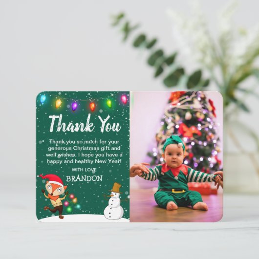 子供のクリスマス写真 感謝カード (スタンド正面)