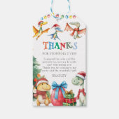 子供のクリスマス恐竜感謝カード ギフトタグ (正面)
