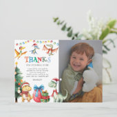 子供のクリスマス恐竜感謝カード 招待状 (スタンド正面)