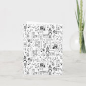 子供のクリスマス村　幻想的な黒と白 ノートカード (裏面)