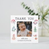 子供のクリスマス2枚組写真ありがとうカード サンキューカード (スタンド正面)