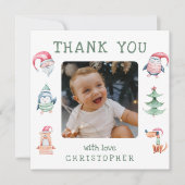 子供のクリスマス2枚組写真ありがとうカード サンキューカード (正面)