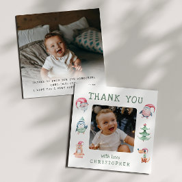 子供のクリスマス2枚組写真感謝カード サンキューカード