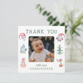 子供のクリスマス2枚組写真感謝カード サンキューカード (スタンド正面)