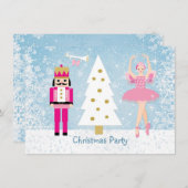 子供のクリスマス・パーティ-木、バレリーナ、くるみ割り 招待状 (正面/裏面)