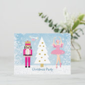 子供のクリスマス・パーティ-木、バレリーナ、くるみ割り 招待状 (スタンド正面)