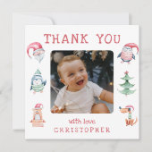 子供のクリスマス 2 枚の写真の感謝カード サンキューカード (正面)
