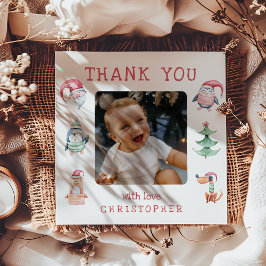 子供のクリスマス 2 枚の写真の感謝カード サンキューカード