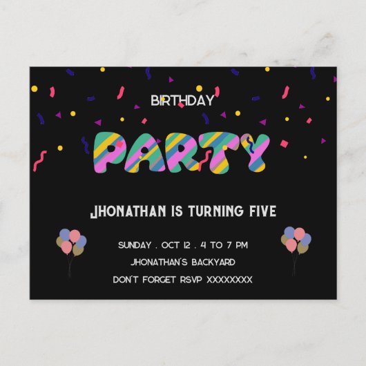 子供のクールなパーティー誕生日 ポストカード (正面)