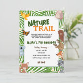 子供のグリーンネイチャートレイルパーク動物の誕生日 招待状 (スタンド正面)