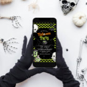 子供のグリーン ハロウィン パーティー 招待状