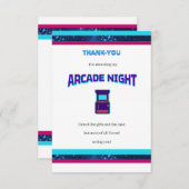 子供のゲームセンターでのお誕生日パーティーお礼カード サンキューカード (正面/裏面)