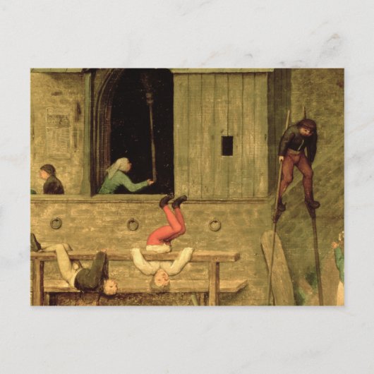 子供のゲーム:竹馬の少年の詳細 ポストカード (正面)