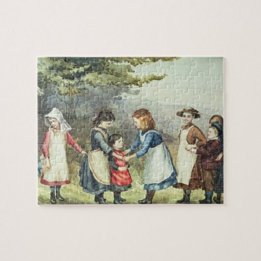 子供のゲーム、c.1880 (w/c紙で) ジグソーパズル (横)