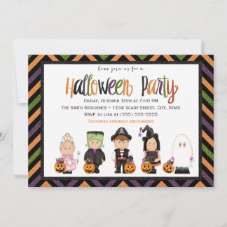 子供のコスチューム ハロウィンパーティーの招待状 招待状