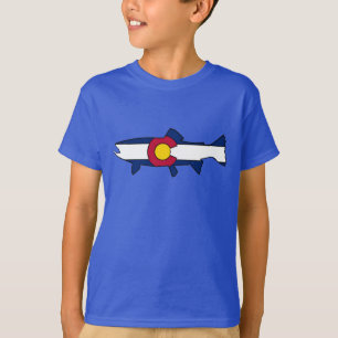 子供のコロラド州の旗のマスの魚のreglanワイシャツ tシャツ