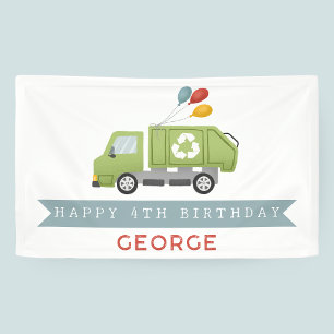 子供のゴミバッシュゴミ収集車 男の子の誕生日 横断幕
