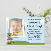 子供のゴルフくまの写真のバースデーパーティ招待状 招待状 (スタンド正面)