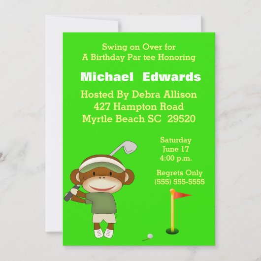 子供のゴルフ誕生日招待状 招待状 (正面)