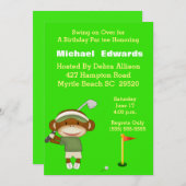 子供のゴルフ誕生日招待状 招待状 (正面/裏面)