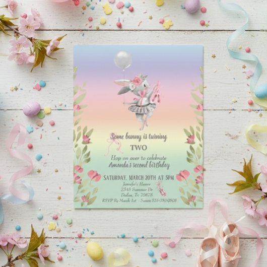 子供のサムバニーイースターバレリーナ誕生日招待状