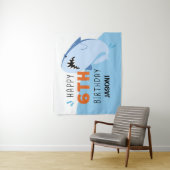 子供のサメの6歳誕生日背景カスタム タペストリー (インサイチュ)